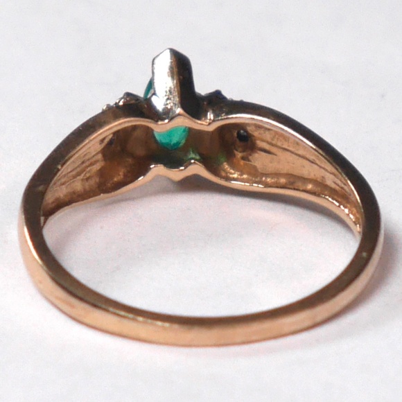 10k Emerald  Ring SOLID Yellow Gold Marquis - Picture 5 of 10
